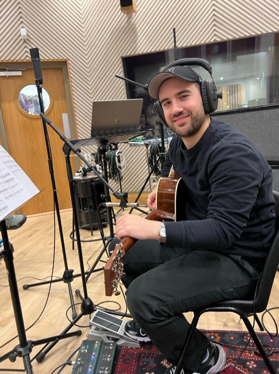 Tracking guitars at Core Studios, London — November 2024.